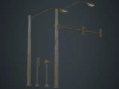 Stop Light 1C Low-poly 3D model