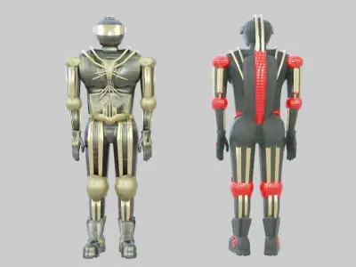 Protective suit or android robot Low-poly 3D model