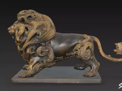 Lion Statue V48 Low-poly 3D model