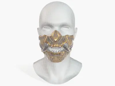 Mask Oni Robot Samurai Mecha Low-poly 3D model