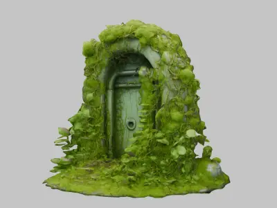 Sewer moss and vines door Low-poly 3D model
