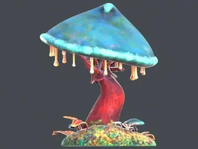 Stylish Cartoon Mushroom Low-poly 3D model