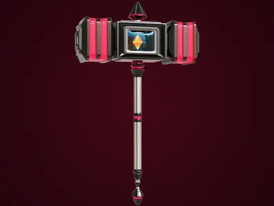 Sci-Fi Battle Hammer 02 All PBR Unity UE V-Ray Textures Included Low-poly 3D model