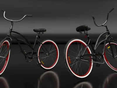  Classic Beach Cruiser Bicycle Rigged 