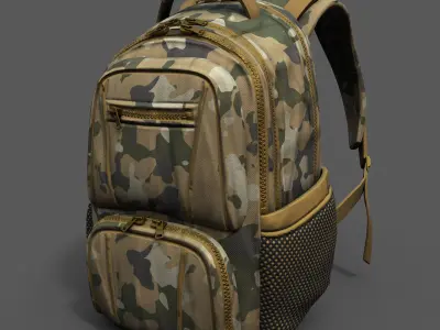 Backpack military combat soldier fabric human  Low-poly 3D model