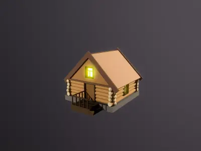 Wooden house Low-poly 3D model