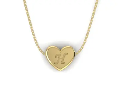Pendant initial heart H 3D print model