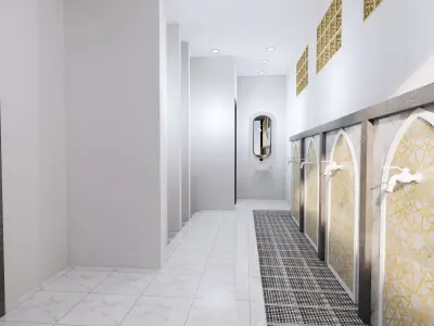 Toilet and Wudhu spot at Mosque smallMosque Prayer room islam 3D model