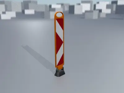White and Red Road Traffic Barrier - Part 9- Low-poly 3D model