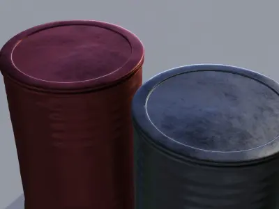 Barrel metal can Low-poly 3D model