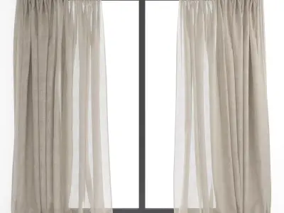 Curtains 50 Linen 3D model