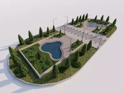 public park-Private Park Landscape  3D model