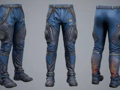 Sci-Fi Pants Sneakers P04 Low-poly 3D model