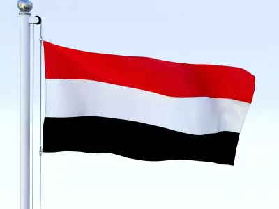 Animated Yemen Flag Low-poly 3D model