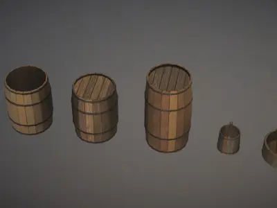 Western Barrels Low-poly 3D model