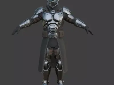 Futuristic Sci-Fi Armored Soldier 3D Model Low-poly 3D model