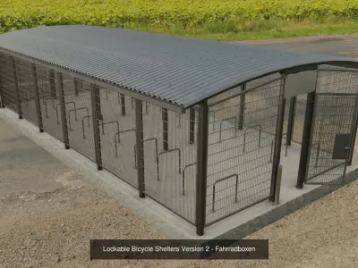 Lockable Bicycle Shelters Version 1 and 2 3D Model Pack