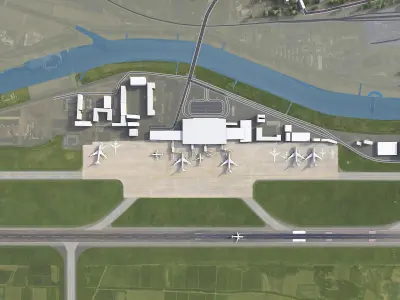 Pyongyang - Airport Low-poly 3D model