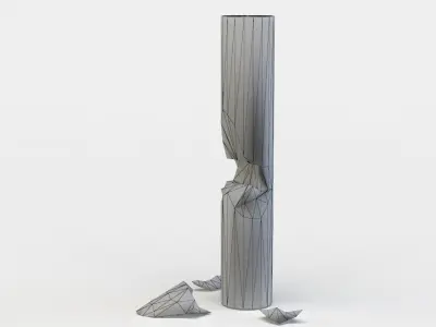 Damaged column Low-poly 3D model