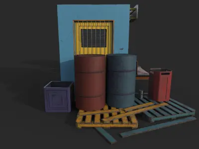 Street Props Object Set Low-poly 3D model