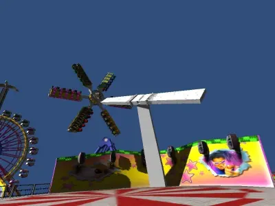 Fairground rides collection Low-poly 3D model