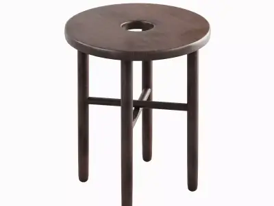 Namba Walnut Stool 01 Low-poly 3D model