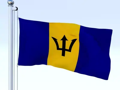 Animated Barbados Flag Low-poly 3D model