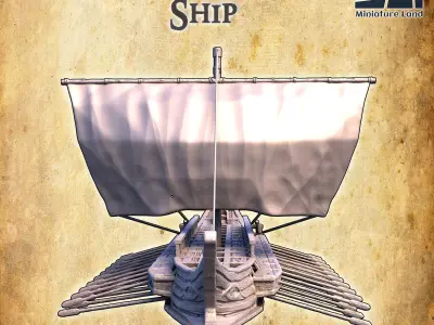 Bireme Ship - Tabletop Terrain - 28 MM 3D print model