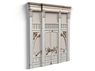 Door0015 wooden door with ornate carvings 3D model