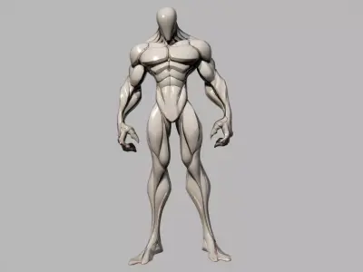 Abstract Muscular Creature Model Low-poly 3D model
