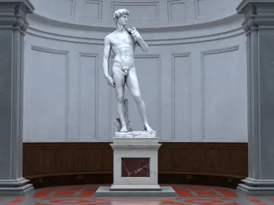 Accademia gallery in Florence Low-poly 3D model