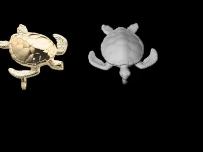 Turtle necklace bracelet or ring 3D print model