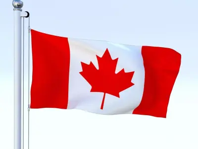 Animated Canadian Flag Low-poly 3D model