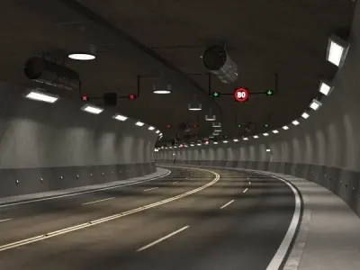 Tileable road tunnel 01 3D model