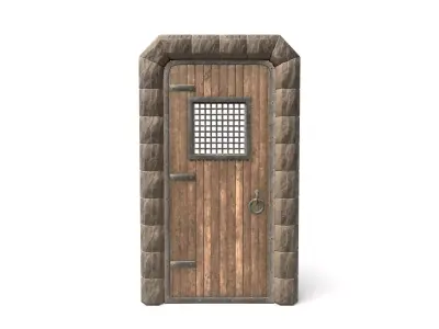 Small Square Medieval Wooden Door  Low-poly 3D model
