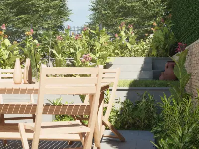 Terraced landscape garden 3D model