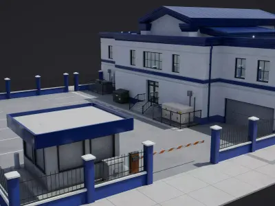 Modern Police Station Low-poly 3D model