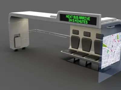 Bus Stop Low-poly 3D model