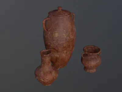 CLAY POT Game Ready Low Poly Low-poly 3D model