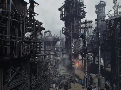 Post Apocalypse Survivor Environment Kitbash set Low-poly 3D model