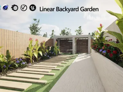 Linear Backyard Garden 3d model 3D model