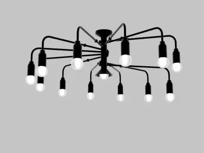 Simple 12-light ceiling light Low-poly 3D model