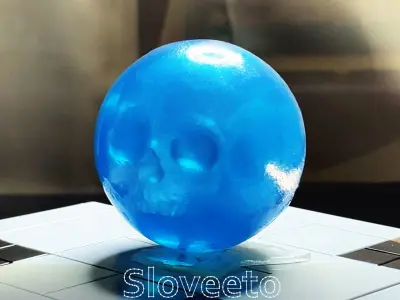 Transparent Skull Ball with Intricate Detailing 3D print model