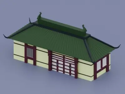 Low Poly old Chinese House Low-poly 3D model