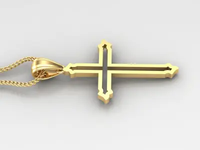 High Cross Pendant Light Gold 18K 4CP051 3D print model