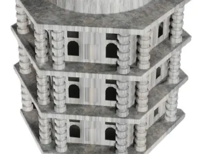 Classic Stone Building Low-poly 3D model