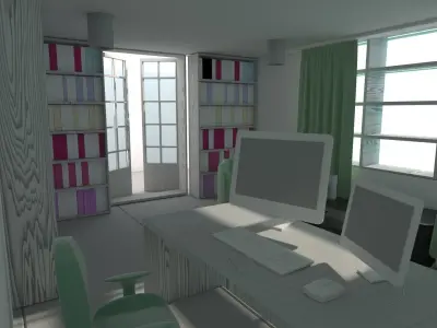 The Home Office and Library room Interior 3D model