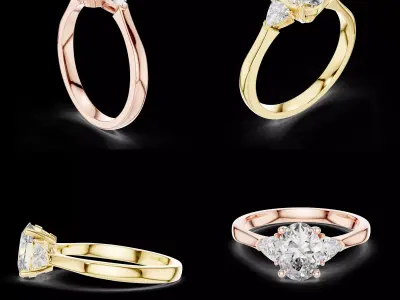 Oval Cut Diamond Three Stone Engagement Ring CAD Design 3D print model