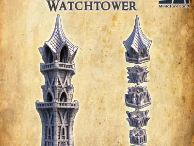 Elven Watchtower Tabletop Terrain 28 MM 3D print model