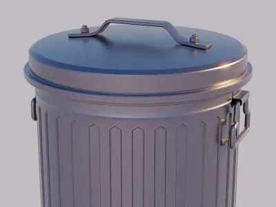 Old garbage bin Low-poly 3D model